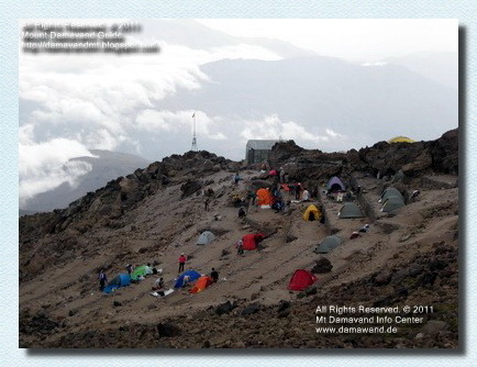 Mount Damavand Camp 3 Bargah Sevom old shelter and tenting area